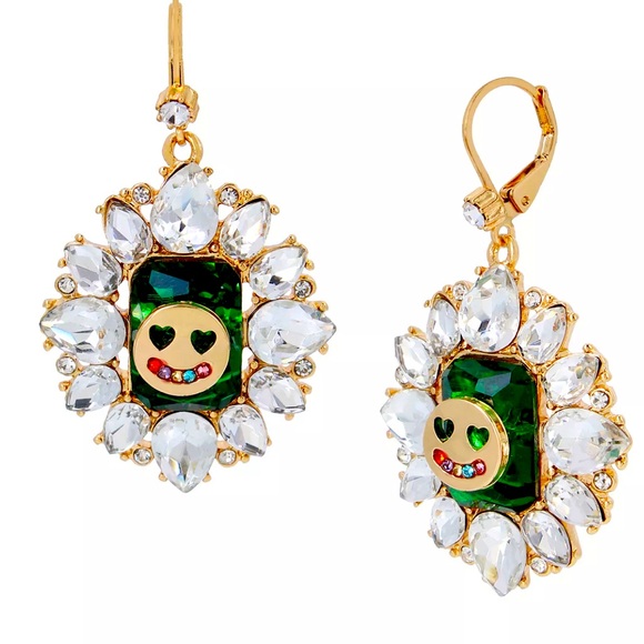 New BETSEY JOHNSONSmiley Stone Drop Earrings
